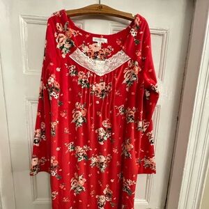 Carole Hochman Romantic Floral Nightgown Cozy Cottagecore Sleepwear Size L NWT